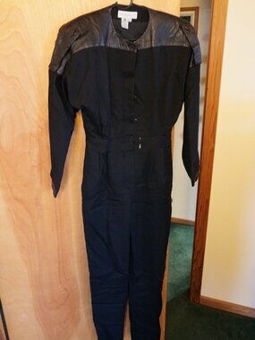 Vintage Wool and Leather 80s Jumpsuit